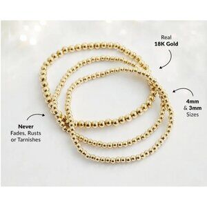 BUNDLE of 2! Gold Beaded Stretch Bracelets Non-Tarnish Gold Bracelet Stack
